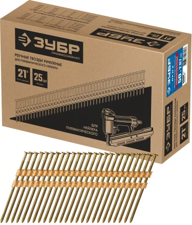 ЗУБР SN21 50 х 2.87 мм, реечные гвозди рифленые оцинкованные, 3500 шт (305393-50) купить в Магнитогорске