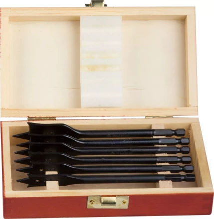 ЗУБР &quot;ЭКСПЕРТ&quot;. Набор сверл по дереву перьевые, в дерев.боксе, d 12, 16, 18, 20, 22, 25мм, 6шт 29503-H6 купить в Магнитогорске