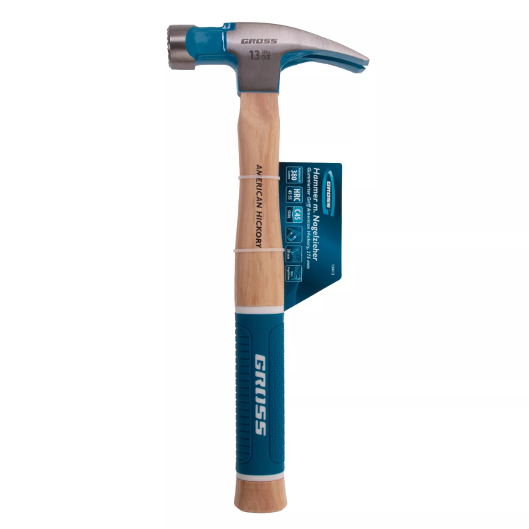 Молоток-гвоздодер GROSS 10413, 380 г, угол 75, магнит, обрезиненная рукоятка American Hickory купить в Магнитогорске