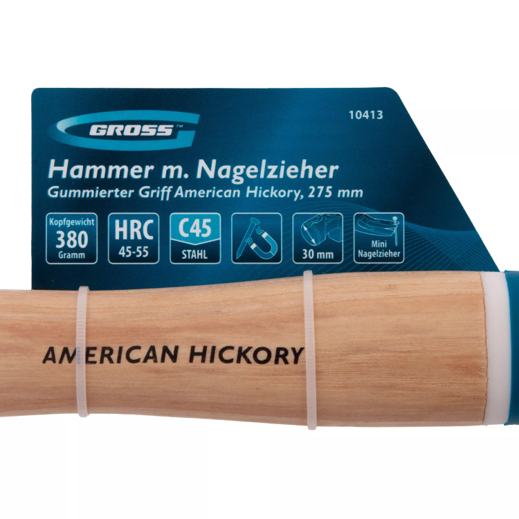 Молоток-гвоздодер GROSS 10413, 380 г, угол 75, магнит, обрезиненная рукоятка American Hickory купить в Магнитогорске