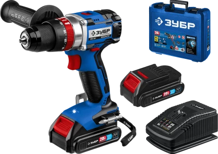 Бесщеточная дрель-шуруповерт ударная Зубр, 2 АКБ T7 (2 Ач), в кейсе DBS-201-22 серия «ПРОФЕССИОНАЛ» купить в Магнитогорске