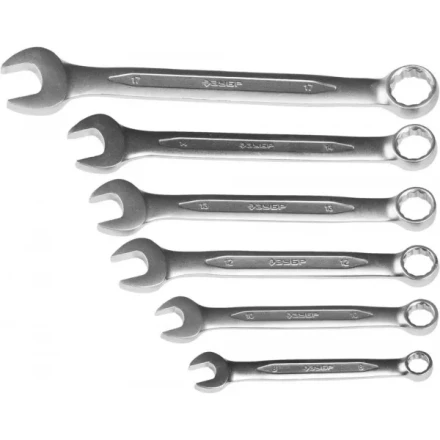 Набор ЗУБР &quot;ПРОФИ&quot;: Ключ гаечный комбинированный, Cr-V сталь, хромированный, 8-17мм, 6шт 27028-H6 купить в Магнитогорске