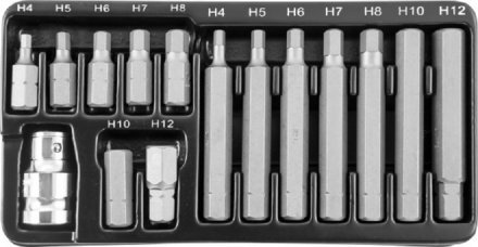 Набор вставок-бит шестигранных 30-75мм  4-12мм 15 предметов Jonnesway S29H4115S 47396 купить в Магнитогорске