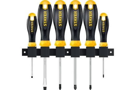 Набор STAYER &quot;MASTER&quot; HERCULES: Отвертки, Cr-V, эргономичная двухкомпонентная рукоятка, 6шт 25055-H6_z04 купить в Магнитогорске