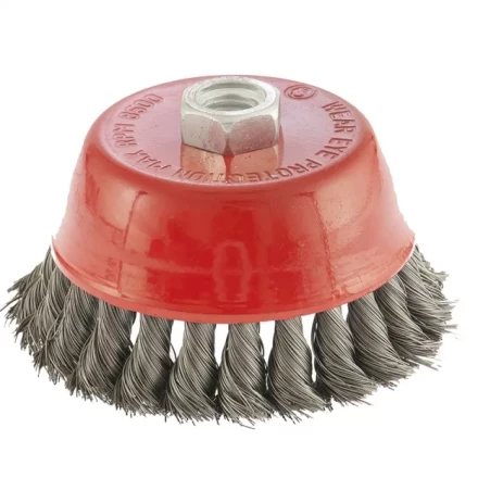 Щетка для УШМ, 100 мм, М14, &quot;чашка&quot;, крученая проволока 0,35 мм  MTX 74615 купить в Магнитогорске