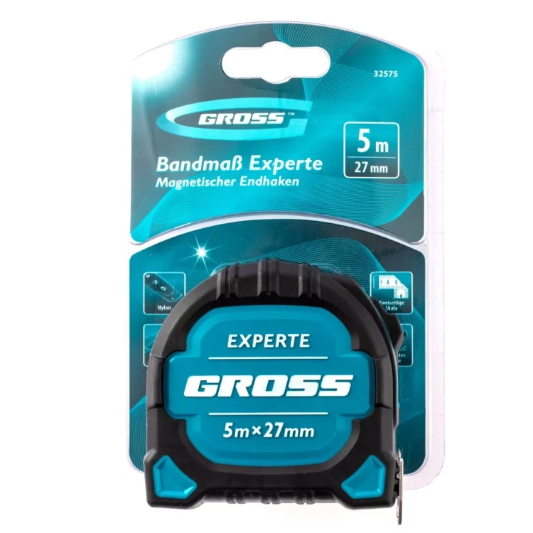 Рулетка нейлон Experte 5м x 27мм двухкомпон. корпус магнит двухстор. разметка Gross 32575 купить в Магнитогорске
