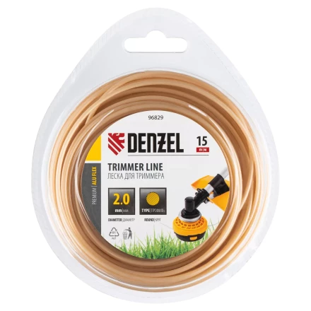 Леска для триммера армированная алюминием круглая, 2,0мм х 15м, блистер ALUFLEX Denzel 96829 купить в Магнитогорске