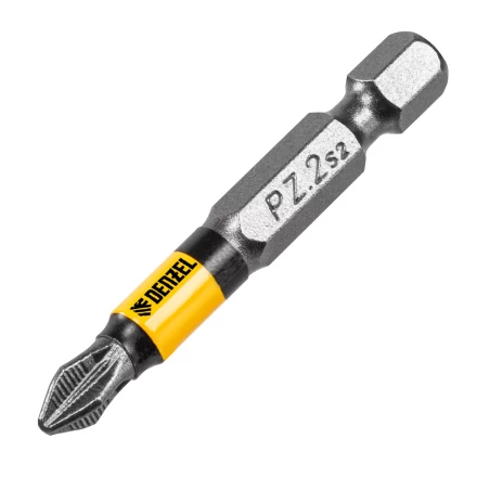 Бита PZ2х50, сталь легированная S2, 10 шт., круглый профиль, отрывная упаковка, Е 6,3 Denzel 11680 купить в Магнитогорске