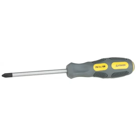 Отвертка STAYER &quot;PROFESSIONAL&quot; &quot;MAX-GRIP&quot; ударная, двухкомпонентная рукоятка, магнит наконечник, Cr-V, PH №1x75мм 25824-1-075 G купить в Магнитогорске