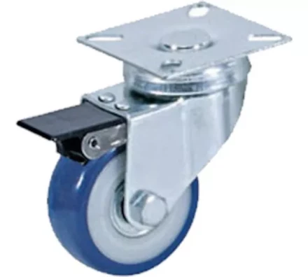 Колесо аппаратное поворотное SCvb 92 75 мм с тормозом (синяя резина) 1027150 купить в Магнитогорске
