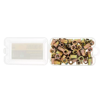 Заклепки резьбовые, стальные, оцинкованные, М6, пластиковый кейс, 70 шт. Denzel 40603 купить в Магнитогорске