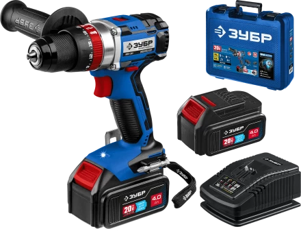 Бесщеточная дрель-шуруповерт ударная Зубр, 2 АКБ T7 (4 Ач), в кейсе DBS-201-42 серия «ПРОФЕССИОНАЛ» купить в Магнитогорске