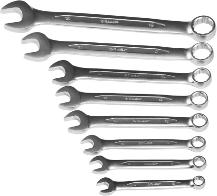 Набор ЗУБР &quot;ПРОФИ&quot;: Ключ гаечный комбинированный, Cr-V сталь, хромированный, 8-19мм, 8шт 27028-H8 купить в Магнитогорске