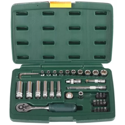 Набор KRAFTOOL &quot;INDUSTRIE QUALITAT&quot; Торцовые головки, 1/2&quot;, 1/4&quot;, 37 предметов 27881-H37 купить в Магнитогорске