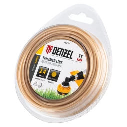 Леска для триммера армированная алюминием круглая, 2,4мм х 15м, блистер ALUFLEX Denzel 96830