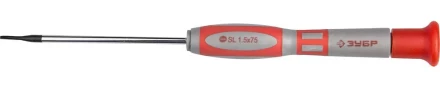 Отвертка ЗУБР &quot;МАСТЕР&quot; для точных работ, Cr-V, SL 1,5x75мм 25631-1.5-075 купить в Магнитогорске