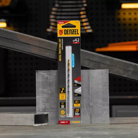 Сверло спиральное по металлу 4,2 х 119 мм, Р6М5, Golden Tip, удлиненное Denzel 718251 купить в Магнитогорске