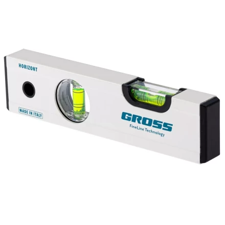 Уровень алюминиевый магнитный 200 мм фрезерованный 2 глазка Gross 33669 купить в Магнитогорске