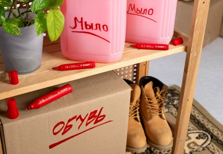 ЗУБР МП-300К красный, 2-5 мм, клиновидный перманентный маркер (06323-3) купить в Магнитогорске