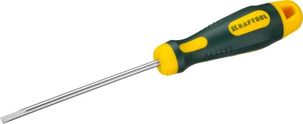 Отвертка KRAFTOOL, Cr-Mo-V сталь, двухкомпонентная противоскользящая рукоятка, SL, 4,0x90мм 250071-4.0-090 купить в Магнитогорске