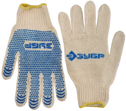 Перчатки ЗУБР хлопчатобумажные с защитой от скольжения, XL 114031 купить в Магнитогорске