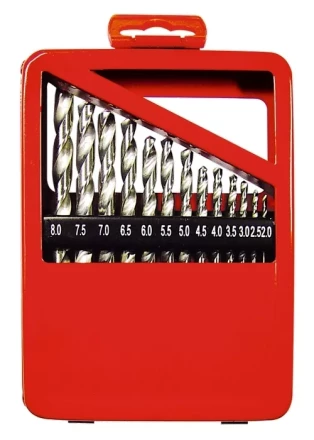 Набор сверл по металлу 2-8 мм (через 0,5 мм) HSS 13 шт металлическая коробка цилиндрический хвостовик MATRIX 72387 купить в Магнитогорске