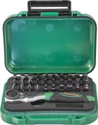 Набор вставок-бит трещеточная рукоятка мини 1/4DR 32предмета Jonnesway RD01032S 49303