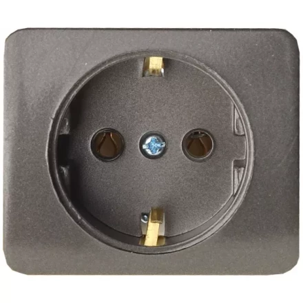 Розетка СВЕТОЗАР &quot;ГАММА&quot; с заземлением, одинарная, без вставки и рамки, цвет темно-серый металлик, 16А/~250В SV-54105-DM купить в Магнитогорске