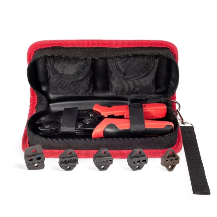 Пресс-клещи КВТ СТС+5 с 5 матрицами для опрессовки автоклемм, втулочных, изолированных и неизолированных наконечников (набор) (86875) купить в Магнитогорске