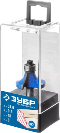 ЗУБР 31.8 x 15 мм, радиус 9.5 мм, фреза кромочная калевочная №1, Профессионал (28701-31.8) купить в Магнитогорске