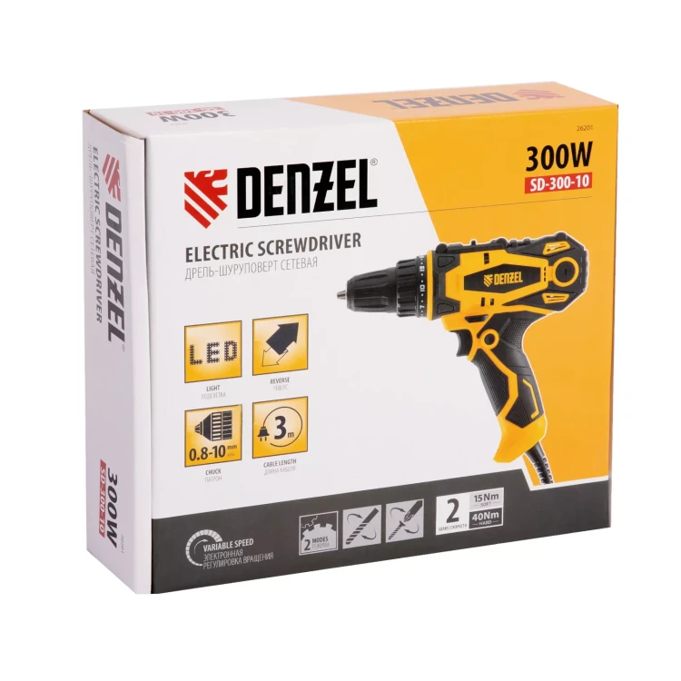 Дрель-шуруповерт сетевая SD-300-10// Denzel 26201 купить в Магнитогорске