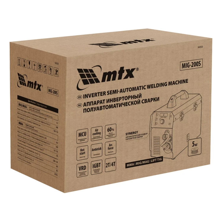 Аппарат инвертор. полуавтомат. cварки MTX MIG-200S, 200A, ПВ 60%, катушка 5 кг купить в Магнитогорске
