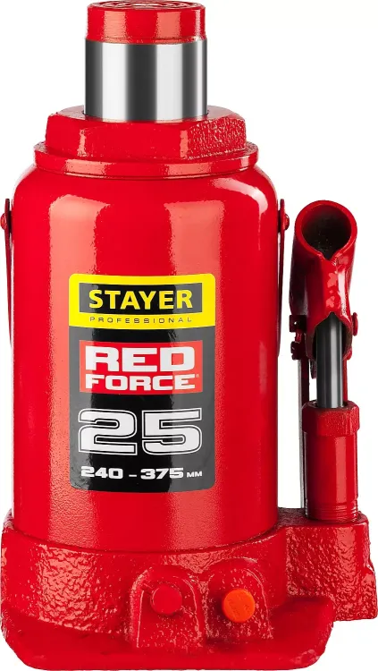 Домкрат гидравлический бутылочный "RED FORCE", 25т, 240-375 мм, STAYER 43160-25 43160-25_z01 купить в Магнитогорске