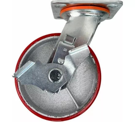 Аппаратное поворотное колесо большегрузное с тормозом HITCH 95*50 полиуретан SCpb42 (SZ085014) купить в Магнитогорске