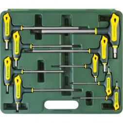 Набор KRAFTOOL Ключи &quot;INDUSTRIE&quot; имбусовые,Cr-Mo(S2),Т-образные,эргоном двухкомп рукоятка,TORX Hole 10-50,9 шт,в боксе 27455-H9