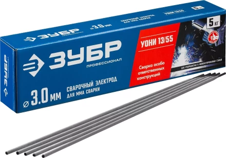 ЗУБР Д 3.0 х 350 мм, 5 кг в коробке, УОНИ 13/55 с основным покрытием, электрод сварочный, Профессионал (40025-3.0) купить в Магнитогорске