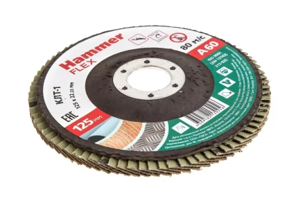 Круг Лепестковый Торцевой (КЛТ) HAMMER КЛТ 1 Ф125х22 Р60 213-025 купить в Магнитогорске
