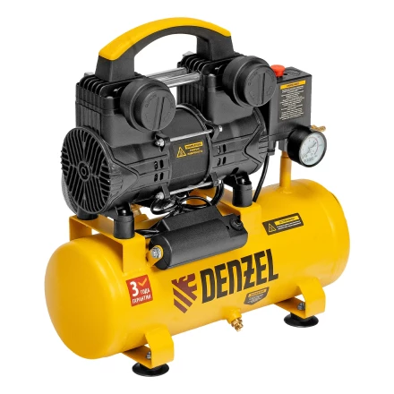Компрессор безмасл. малошумный DLP-950/10, 950Вт,10 л, 2850 об/мин, 170 л/мин// Denzel 58141 купить в Магнитогорске