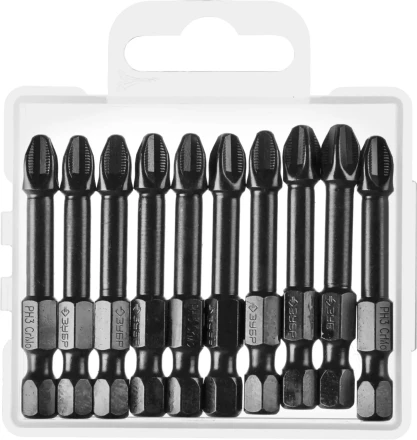 ЗУБР PH3, 10 шт, 50 мм, ударные биты, Профессионал (26021-3-50-S10) купить в Магнитогорске