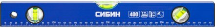 Уровень СИБИН коробчатый, 3 противоударных ампулы, измерительная линейка, 40см 34605-040 купить в Магнитогорске