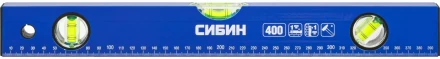 Уровень СИБИН коробчатый, 3 противоударных ампулы, измерительная линейка, 40см 34605-040 купить в Магнитогорске