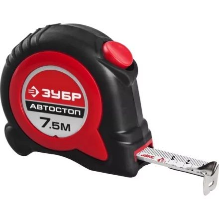 Рулетка ЗУБР &quot;МАСТЕР&quot;, двухкомпонентный корпус, автостоп, 7,5м/25мм 34052-08-25 купить в Магнитогорске