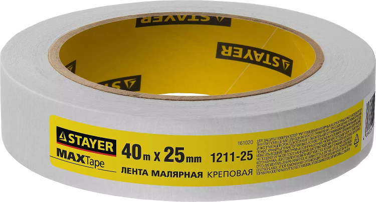 Малярная лента STAYER "MASTER", креповая, 25мм х 40м 1211-25 купить в Магнитогорске