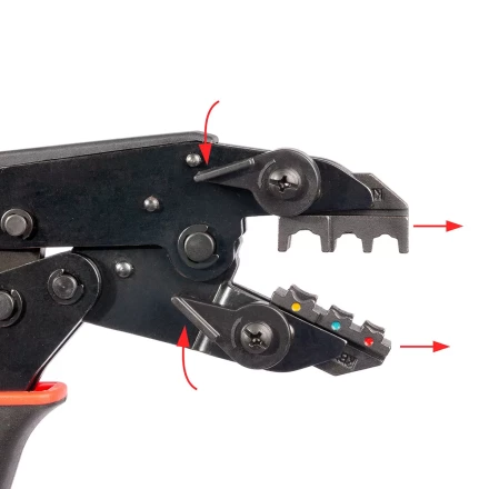 Пресс-клещи КВТ СТО+9 с 9 матрицами МПК для опрессовки разъемов, втулочных, изолированных и неизолированных наконечников (набор) (90778) купить в Магнитогорске