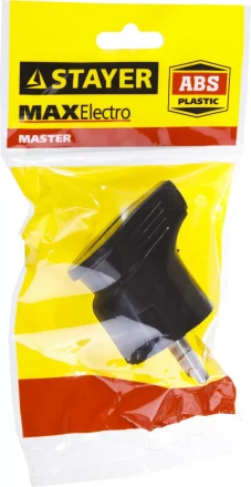 Вилка MAXElectro электрическая, 16А/220В, угловая, с заземлением, черная, STAYER 55161-B купить в Магнитогорске