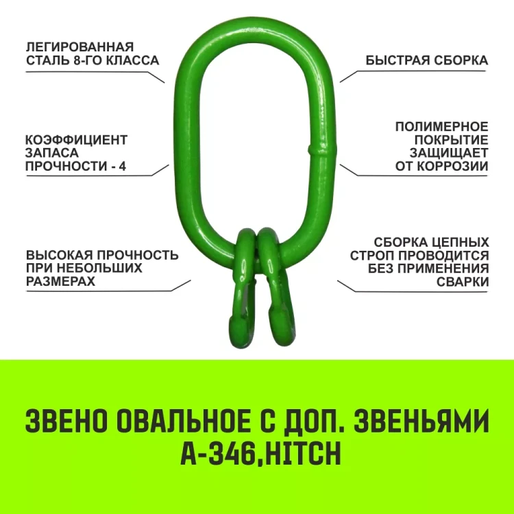 Звено овальное с доп. звеньями A-346 HITCH Т8 кл 20 т (SZ071396) купить в Магнитогорске