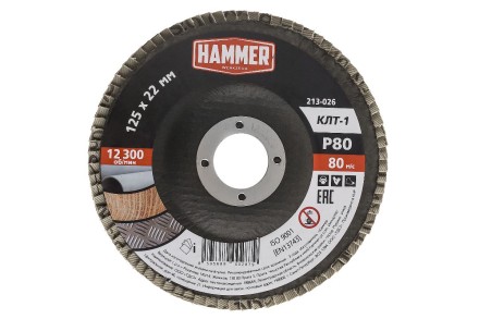 Круг Лепестковый Торцевой (КЛТ) HAMMER КЛТ 1 Ф125х22 Р80 213-026 купить в Магнитогорске