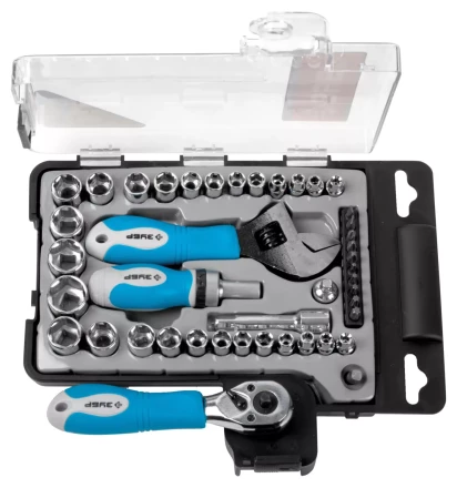 Набор ЗУБР Слесарно-монтажный инструмент &quot;ЭКСПЕРТ&quot;, ключ развод.,отвертка реверс. с насадками, пласт.бокс, 43пред. 25290-H43 купить в Магнитогорске