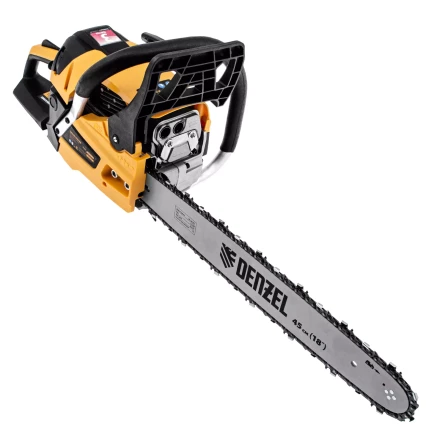Пила цепная бензиновая Denzel DS-5218, шина 45 см, 52 см3, 3 л.с, шаг 0,325, паз 1,5 мм, 72 звена 95237 купить в Магнитогорске
