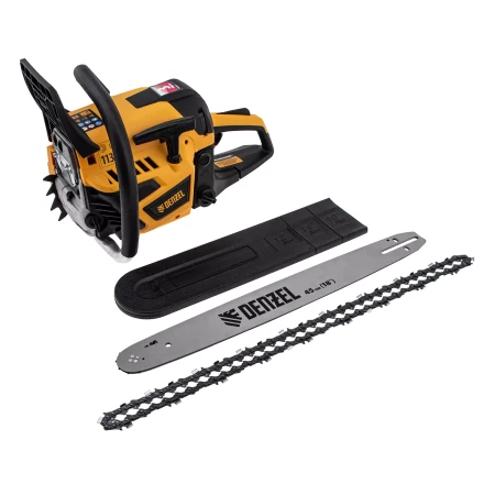 Пила цепная бензиновая Denzel DS-5218, шина 45 см, 52 см3, 3 л.с, шаг 0,325, паз 1,5 мм, 72 звена 95237 купить в Магнитогорске